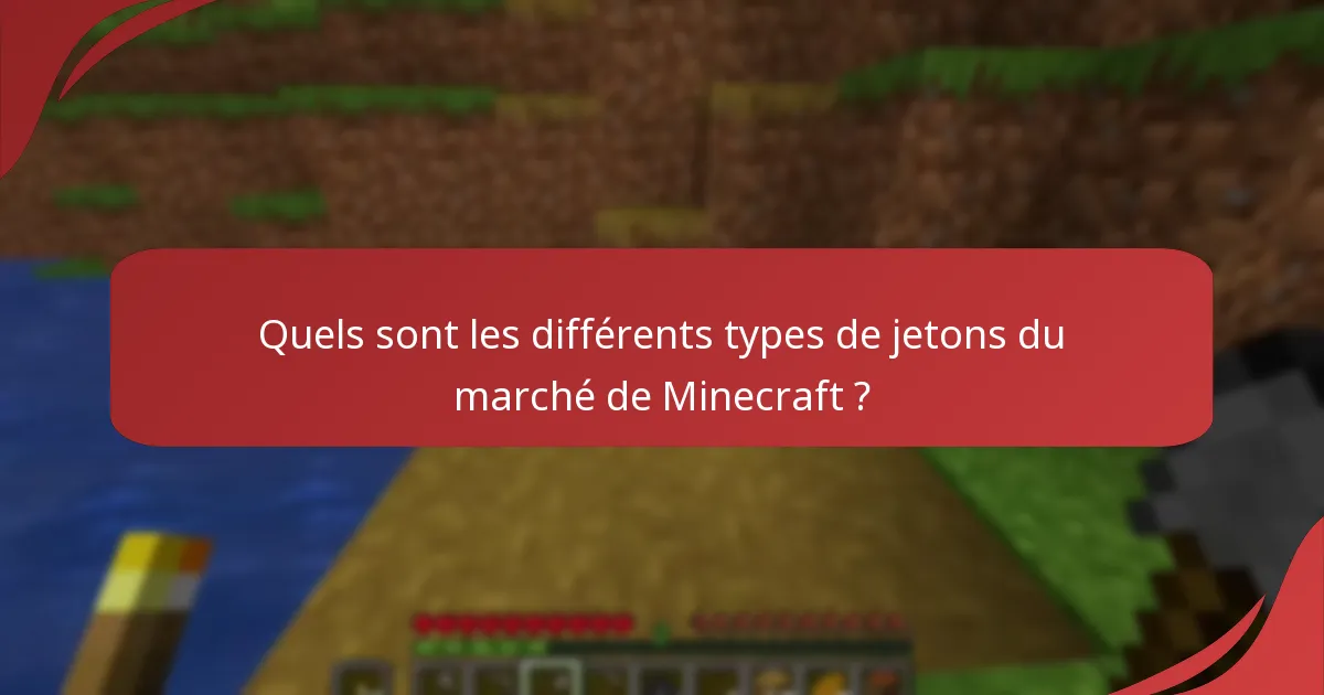 Quels sont les différents types de jetons du marché de Minecraft ?